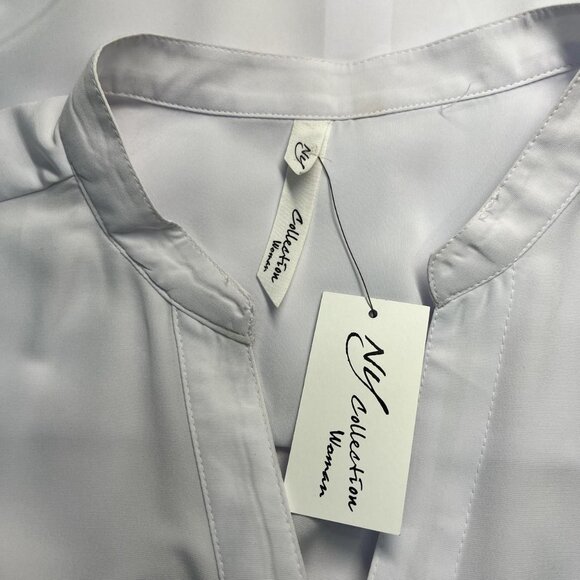 NY Collection White Button‑Up Long Sleeve Top (2X) - Picture 2 of 6